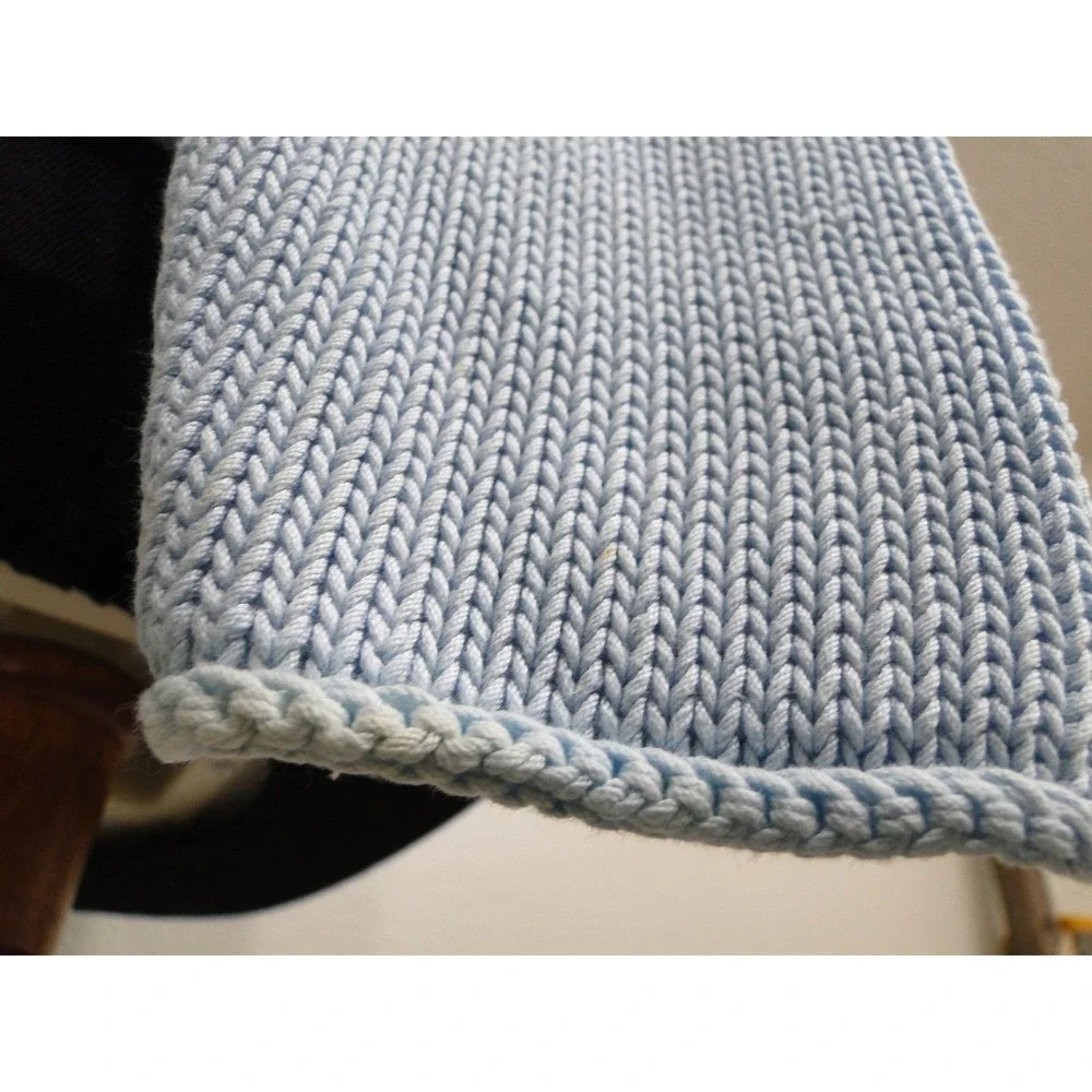 Eileen Fisher Woman Tight Knit Crochet Baby Blue‎ Pullover Sweater Large Petite